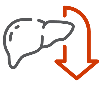 Liver and down arrow